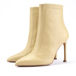 True Mist Leather Ankle Boots in Cream Yellow 3