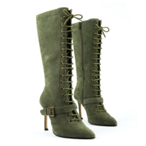 Ultra Chic Lace Up Boots in Olive Green